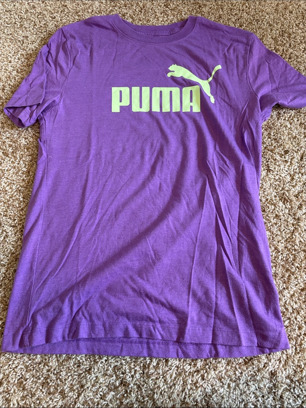Puma Unisex size medium Purple Tee with Lime Logo